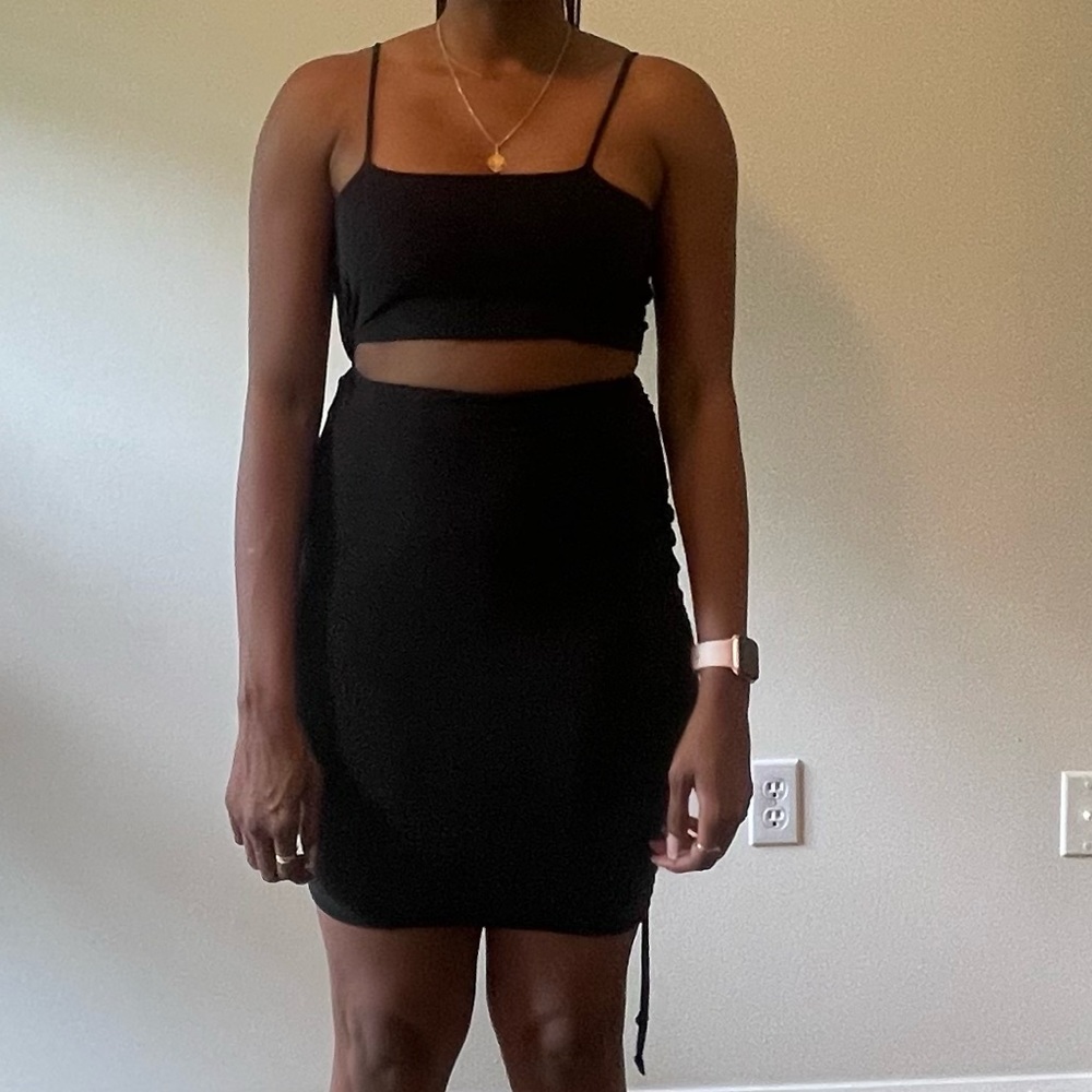 Black cutout mini dress